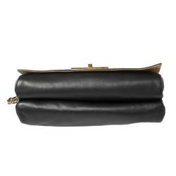 Pre Owned Fendi Black Pequin Stripe Leather Large Claudia Shoulder Bag
