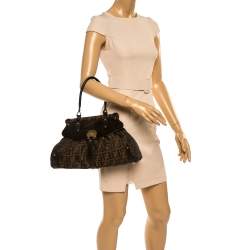 Pre Owned Fendi Brown Zucca Canvas and Leather Magic Bag