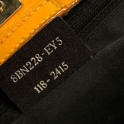 Pre Owned Fendi Beige/Mustard Zucchino Canvas and Leather Flap Tote