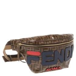 Fendi Brown Zucca Coated Canvas and Leather Spalmati Mania Belt Bag