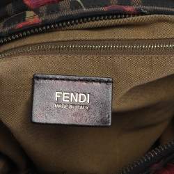 Pre Owned Fendi Brown Zucca Floral Print Canvas and Leather Chef Shoulder Bag
