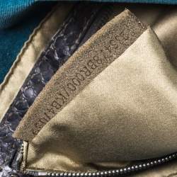 Pre Owned Fendi Blue Velvet and Python Mama Baguette Bag