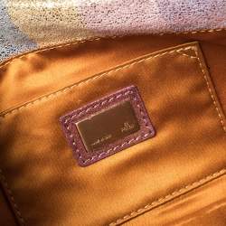 Pre Owned Fendi Multicolor Shimmer Pequin Suede Sweety Sweet Flap Baguette Bag