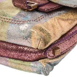 Pre Owned Fendi Multicolor Shimmer Pequin Suede Sweety Sweet Flap Baguette Bag