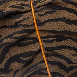 Pre Owned Fendi Tobacco/Tan Striped Tiger Canvas and Leather Hobo