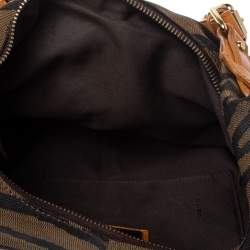Pre Owned Fendi Tobacco/Tan Striped Tiger Canvas and Leather Hobo
