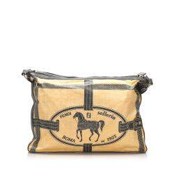 مملوكة مسبقًا Fendi Beige Canvas Selleria Borghese Crossbody Bag