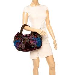 Pre Owned Fendi Multicolor Embroidered Squirrel Velvet Spy Bag