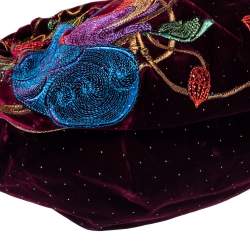 Pre Owned Fendi Multicolor Embroidered Squirrel Velvet Spy Bag