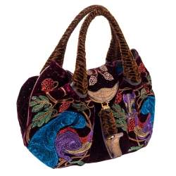 Pre Owned Fendi Multicolor Embroidered Squirrel Velvet Spy Bag