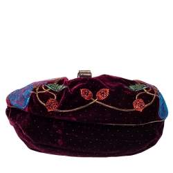 Pre Owned Fendi Multicolor Embroidered Squirrel Velvet Spy Bag