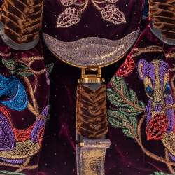 Pre Owned Fendi Multicolor Embroidered Squirrel Velvet Spy Bag