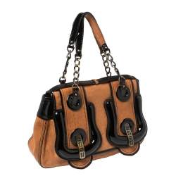 Pre Owned حقيبة كتف فندي B جلد وجلد بني/ أسود لامع