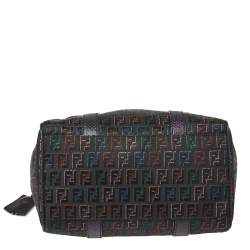 Pre Owned Fendi Multicolor Zucchino Canvas and Leather Small Forever Bauletto Boston Bag