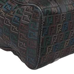 Pre Owned Fendi Multicolor Zucchino Canvas and Leather Small Forever Bauletto Boston Bag