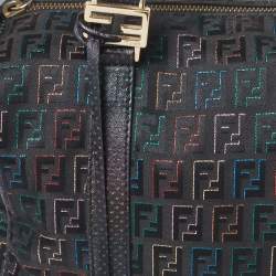 Pre Owned Fendi Multicolor Zucchino Canvas and Leather Small Forever Bauletto Boston Bag