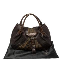 Pre Owned Fendi Tobacco Zucca Canvas and Leather Spy Bag