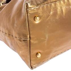 Pre Owned Fendi Gold Selleria Leather Villa Borghese Tote
