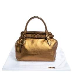 Pre Owned Fendi Gold Selleria Leather Villa Borghese Tote