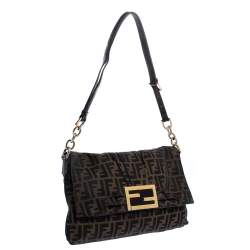 مملوكة مسبقًا Fendi Tobacco Zucca Canvas Mia Flap Shoulder Bag