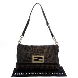مملوكة مسبقًا Fendi Tobacco Zucca Canvas Mia Flap Shoulder Bag