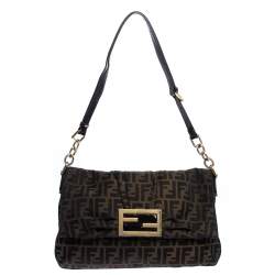 مملوكة مسبقًا Fendi Tobacco Zucca Canvas Mia Flap Shoulder Bag