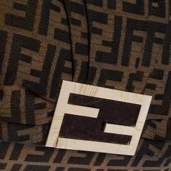 Pre Owned Fendi Tobacco Zucca Canvas Mia Flap Shoulder Bag