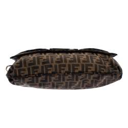Pre Owned Fendi Tobacco Zucca Canvas Mia Flap Shoulder Bag