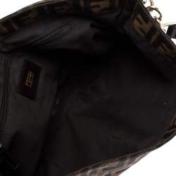 Pre Owned Fendi Tobacco Zucca Canvas Mia Flap Shoulder Bag