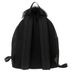 مملوكة مسبقًا Fendi Black Nylon, Leather and Fur Monster Eyes Backpack