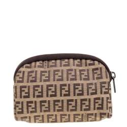 Pre Owned  Fendi Beige/Brown Zucchino Canvas Pouch