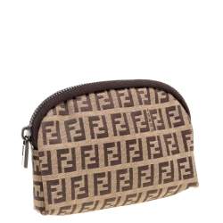 Pre Owned  Fendi Beige/Brown Zucchino Canvas Pouch