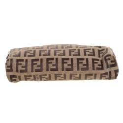 Pre Owned  Fendi Beige/Brown Zucchino Canvas Pouch