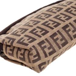 Pre Owned  Fendi Beige/Brown Zucchino Canvas Pouch
