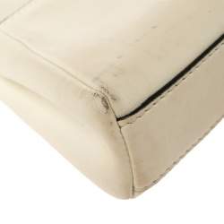 Fendi Off White Leather Micro Peekaboo Top Handle Bag