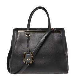 Pre Owned Fendi Black Leather Medium 2Jours Tote 