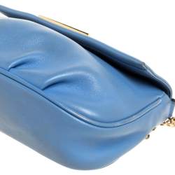 Pre Owned Fendi Blue Leather Fendista Chain Shoulder Bag