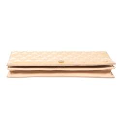 Pre Owned Fendi Beige Embossed Patent Leather Flap Chain Clutch