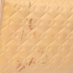 Pre Owned Fendi Beige Embossed Patent Leather Flap Chain Clutch