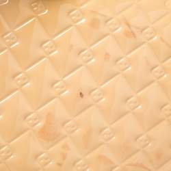 Pre Owned Fendi Beige Embossed Patent Leather Flap Chain Clutch