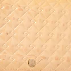 Pre Owned Fendi Beige Embossed Patent Leather Flap Chain Clutch