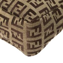 Pre Owned Fendi Beige/Brown Zucchino Canvas and Leather Baguette Bag