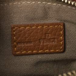 Pre Owned Fendi Beige/Brown Zucchino Canvas and Leather Baguette Bag