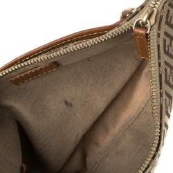 Pre Owned Fendi Beige/Brown Zucchino Canvas and Leather Baguette Bag