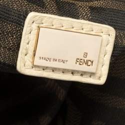 Pre Owned Fendi Light Beige Iridescent Textured Leather and Ostrich Spy Bag