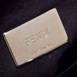 مملوكة مسبقًا Fendi Black Floral Embellished Leather Micro Peekaboo Top Handle Bag