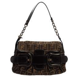 مملوكة مسبقًا Fendi Tobbaco Zucca Canvas and Leather B Bis Shoulder Bag