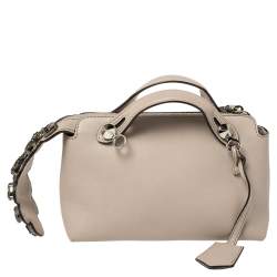 Pre Owned Fendi Beige Leather Crystal Embellished Mini By The Way Crossbody Bag