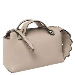 Pre Owned Fendi Beige Leather Crystal Embellished Mini By The Way Crossbody Bag