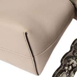 Pre Owned Fendi Beige Leather Crystal Embellished Mini By The Way Crossbody Bag